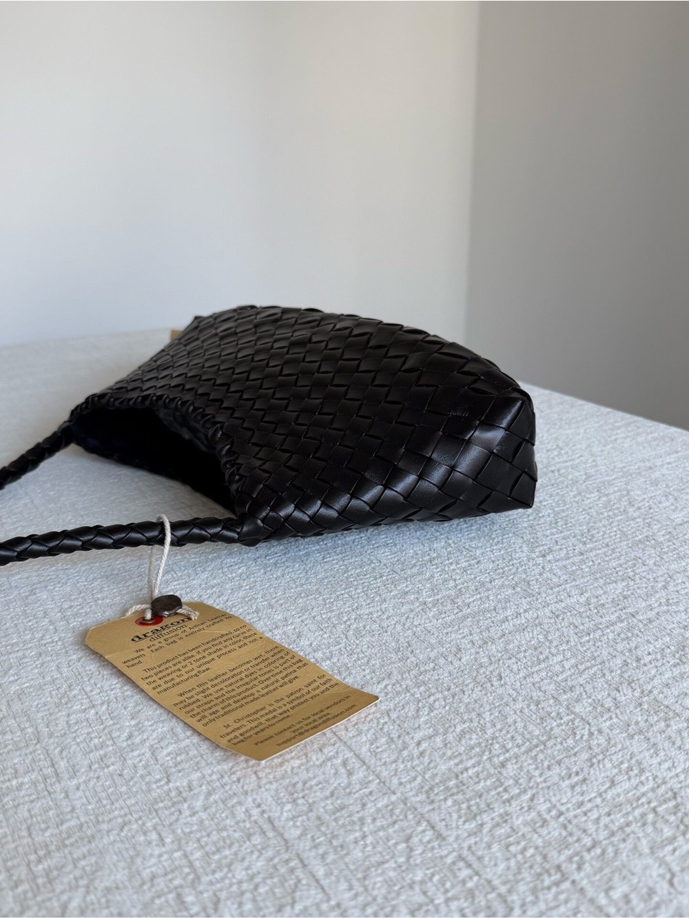 Dragon Diffusion Rosanna Black Woven Leather Shoulder Bag - Picture 3 of 7